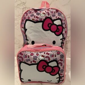 HELLO KITTY BY SANRIO KIDS BACKPACK WITH BONUS DETACHABLE LUNCH KIT (LUNCH BOX)
